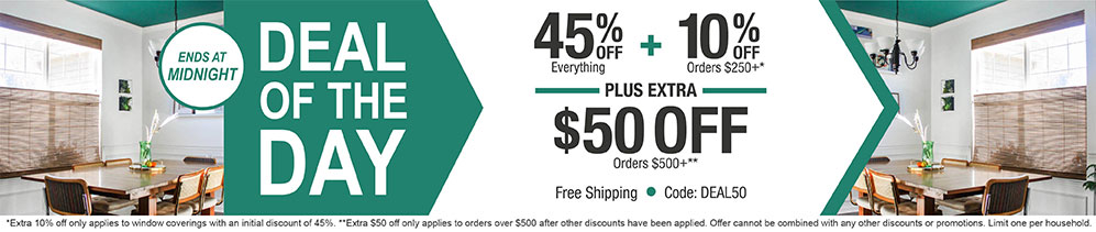 45% off everything + 10% off orders $250+ plus extra $50 off orders $500+