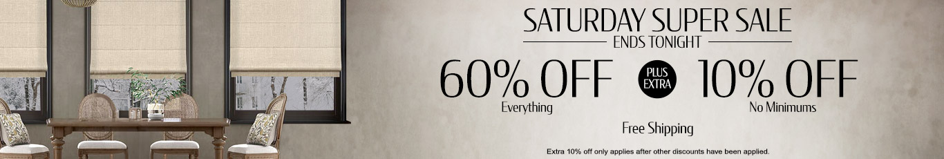 60% off everything + extra 10% off most popular blinds