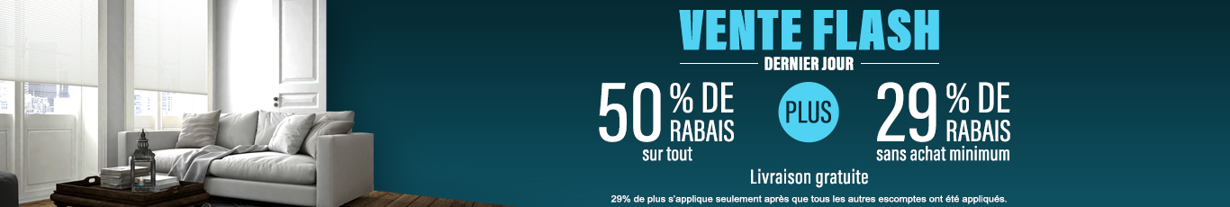 50% de rabais sur tout + 29% de rabais