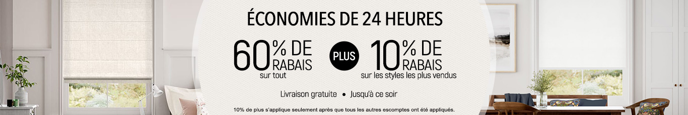 60% de rabais sur tout + 10% supplémentaire sur les styles les plus vendus
