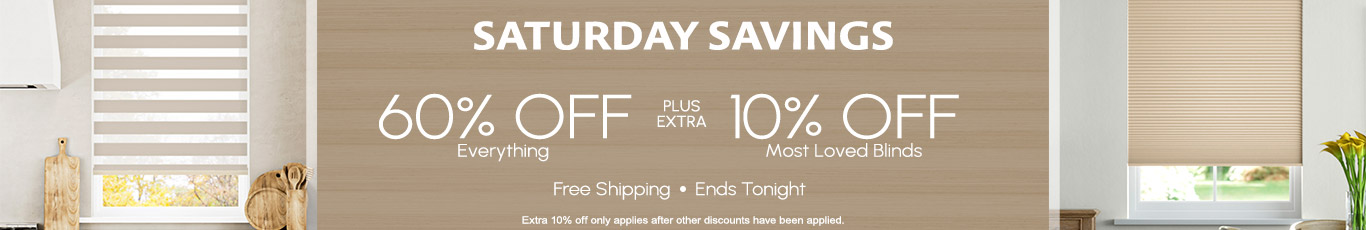 60% off everything + extra 10% off most loved blinds