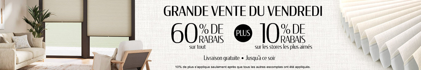 60% de rabais sur tout + 10% supplémentaire sur les stores les plus appréciés