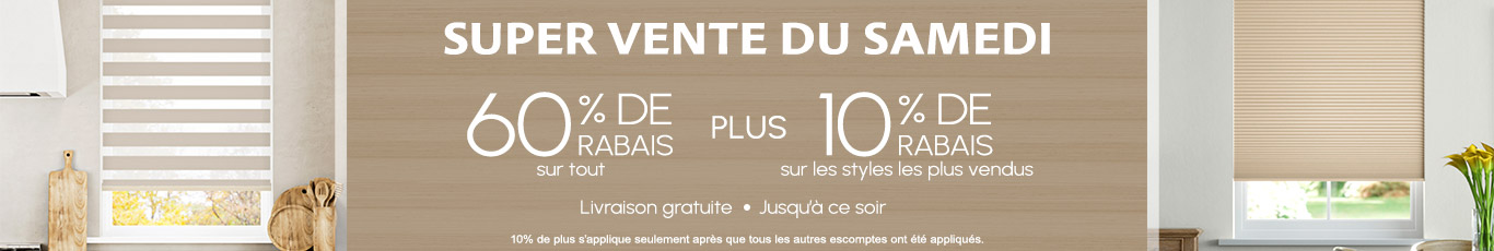 60% de rabais sur tout + 10% supplémentaire sur les styles les plus vendus