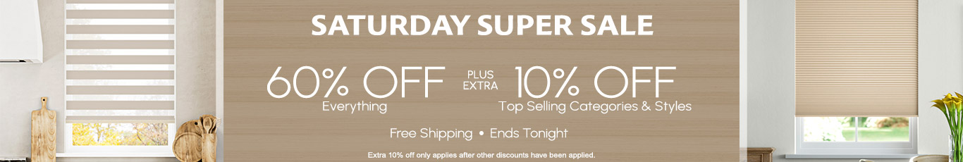 60% off everything + extra 10% off Top Selling Categories & Styles