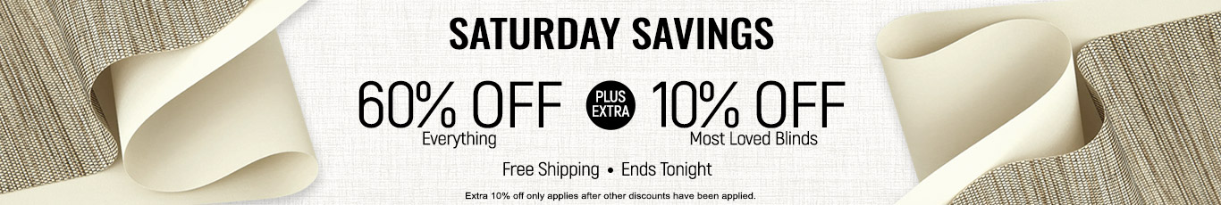 60% off everything + extra 10% off most loved blinds