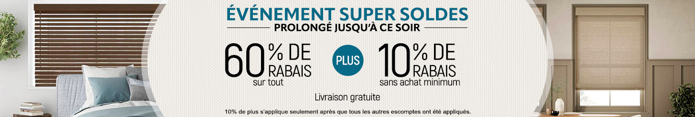 60% de rabais sur tout + 10% supplémentaire sur les stores les plus populaires