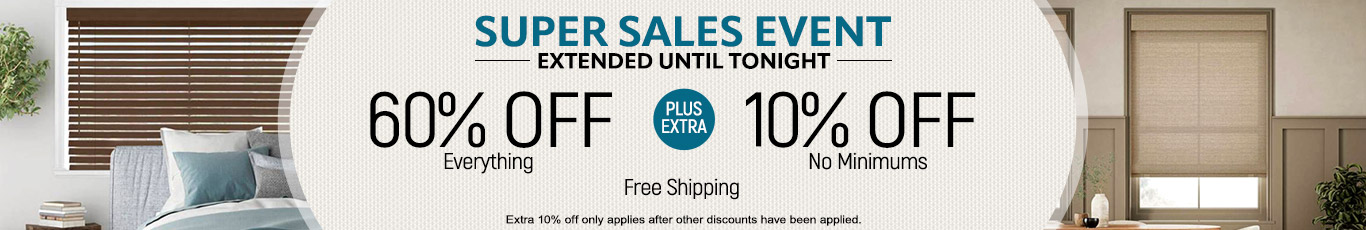 60% off everything + extra 10% off most popular blinds