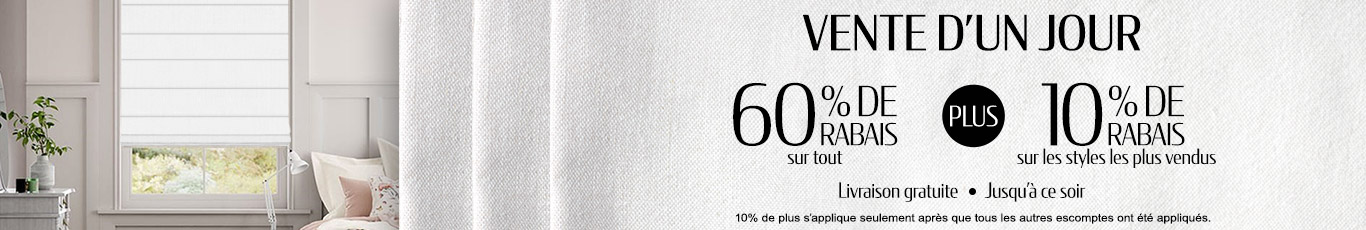60% de rabais sur tout + 10% supplémentaire sur les styles les plus vendus