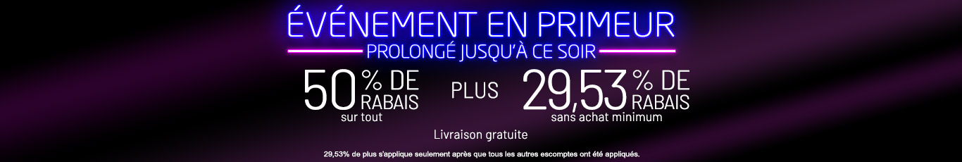 50% de rabais sur tout + 29.53% de rabais