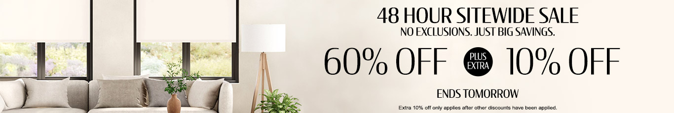 60% off everything + extra 10% off most popular blinds