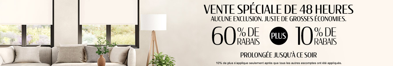 60% de rabais sur tout + 10% supplémentaire sur les stores les plus populaires