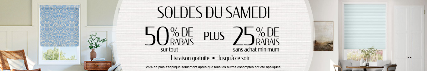 50% de rabais sur tout + 25% de rabais