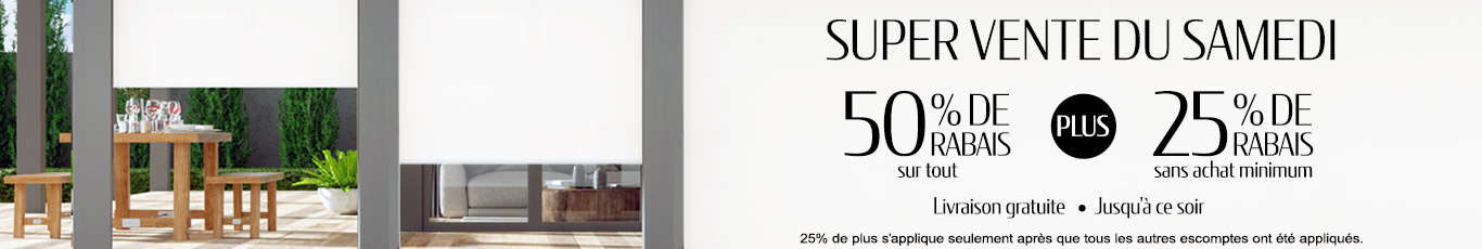 50% de rabais sur tout + 25% de rabais