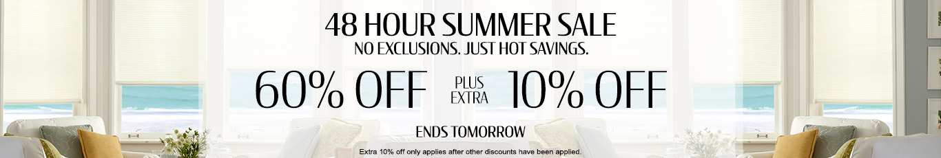60% off everything + extra 10% off most popular blinds