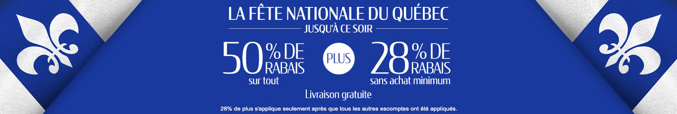 50% de rabais sur tout + 28% de rabais