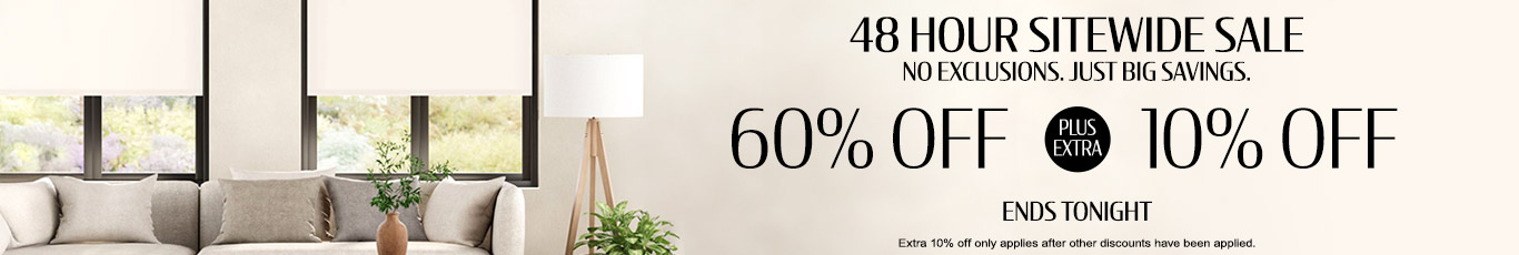 60% off everything + extra 10% off most popular blinds