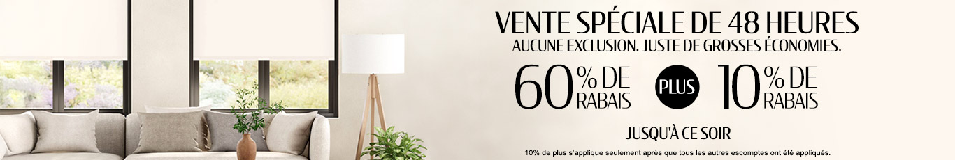 60% de rabais sur tout + 10% supplémentaire sur les stores les plus populaires